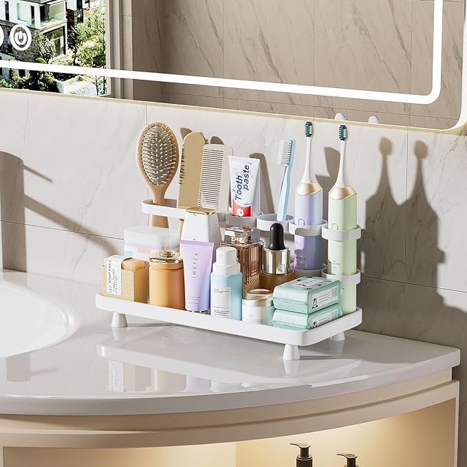 Electric Toothbrush Holder for Bathroom Countertop 5 Metal Slots Toothpaste - Image 7