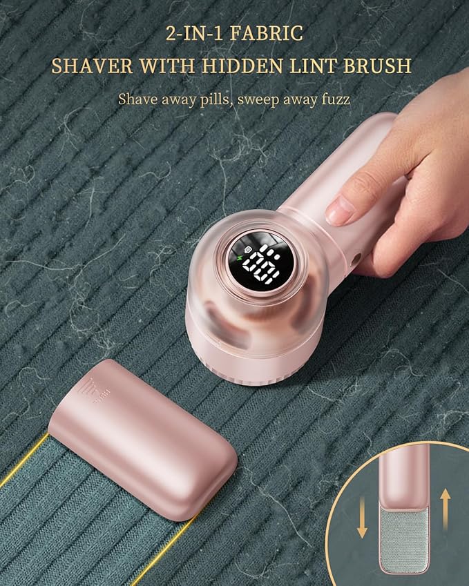 X-Large Fabric Shaver with Lint Brush, Rechargeable Lint Shaver with Digital - Image 4