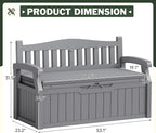 Flamaker 80 Gallon Storage Bench with Cushions Outdoor Indoor, Durable All-Weather Seating with Hidden Storage, Lockable Deck Box for Garden, Patio, Poolside (Grey) - Image 3