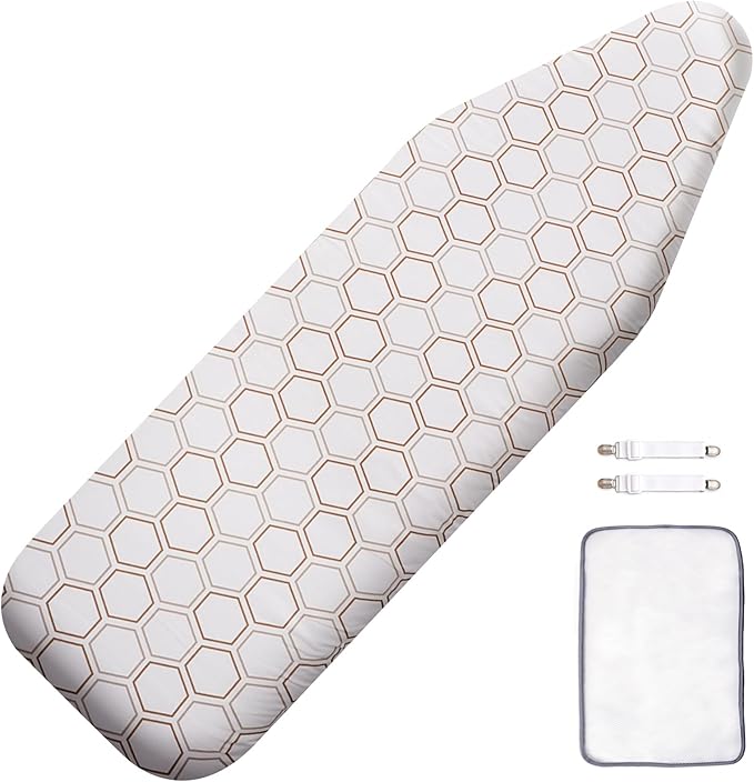 SheeChung Ironing Board Cover and Pad 15"x49", Cotton Cover and Thick Padding by SheeChung