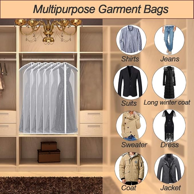 Garment Bag Covers Lightweight White PEVA Breathable Bags - Image 8