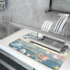 Giwawa Coastal Starfish Dish Drying Mat Summer Sea Turtle Drainer Rack Mat - Image 5