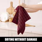 Homaxy 100% Cotton Terry Kitchen Towels, Checkered Designed, Soft and Super - Image 4