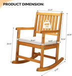 VINGLI Outdoor Rocking Chair, Weatherproof Rocker with Cushion, Wooden Rocking Bench Support 550 LBS for Patio, Yard, Garden, Outdoor or Indoors, Teak - Image 3