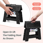 Delxo Folding Step Stool 9 Inch Non-Slip Foldable Stools for Kids & Adults Up to 300 LBS Kitchen Collapsible Fold Up Stepping Stool with Dotted 1 Pack Black - Image 5