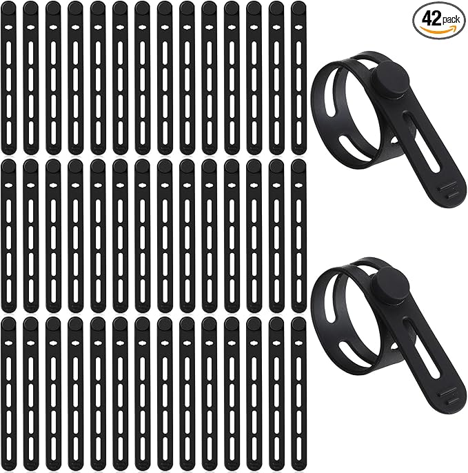 42 Pcs Silicone Cable Ties Reusable Cord Organizer Adjustable Data Cable Wraps by Tellegloww