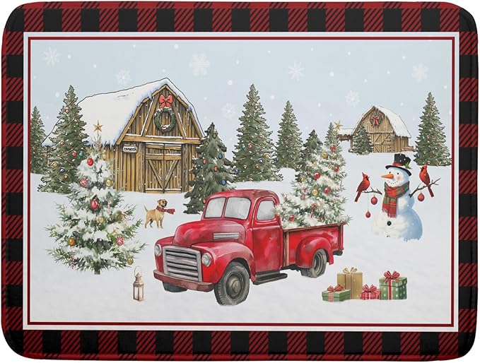 Giwawa Christmas Truck Dish Drying Mat 18x24 inch Large Winter Snowman Xmas by Giwawa
