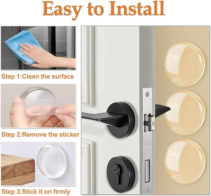Door Stoppers for Wall with Strong Back Adhesive, No-Falling Round Door Knob - Image 3