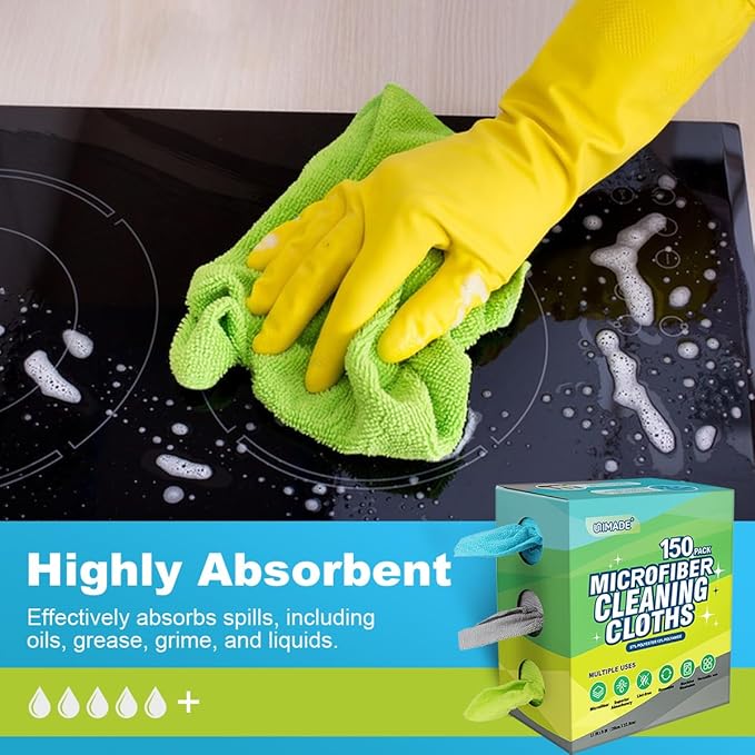 Microfiber Cleaning Cloth, 150 Pack Reusable Paper Towels Microfiber Towels - Image 3