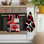 Red Black Grey White Kitchen Dish Towels Set of 4, Soft Absorbent Modern - Image 4