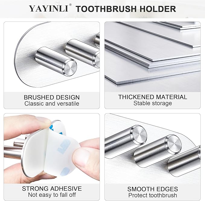 Electric Toothbrush Head Holder, Toothbrush Holders Wall Mounted, Adhesive - Image 6