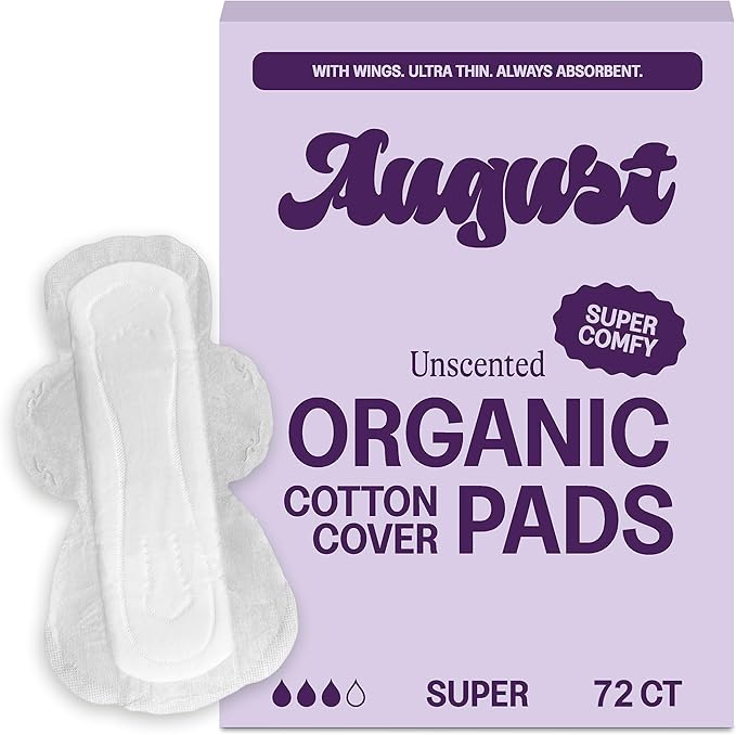 August Super Cotton Menstrual Pads, Hypoallergenic Sanitary Napkins by August