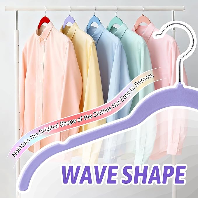 30 Pack Velvet Hangers Multicolor Set – Non-Slip Slim Flocked Clothes Hangers - Image 5