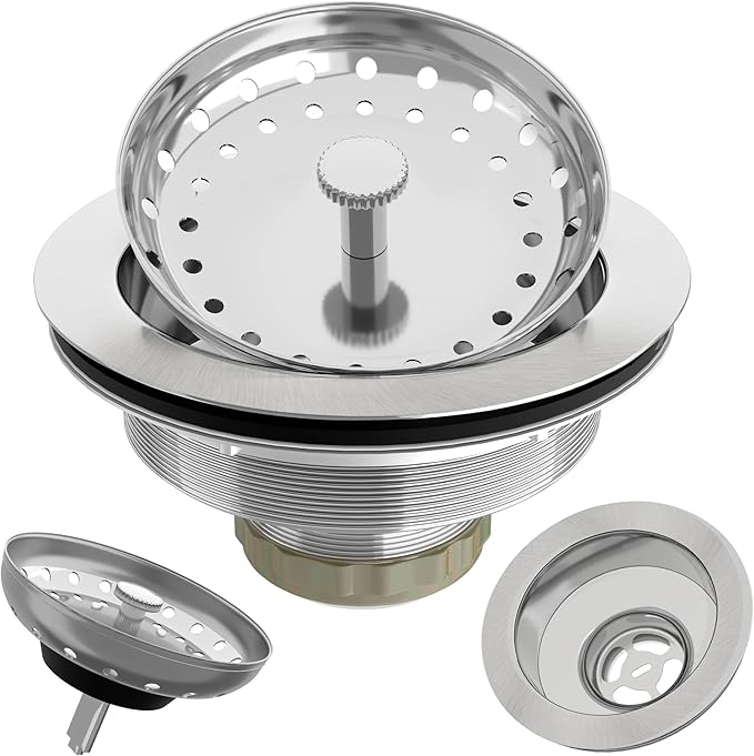 Kitchen Sink Drain 3-1/2 Inch Brushed Stainless Steel Sink Drain Strainer by Exakey
