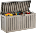 DRATO 80 Gallon Large Deck Box, Outdoor Storage Box for Patio Furniture, Patio Cushions, Gardening Tools, Pool Supplies 480lbs Weight Capacity,Waterproof Resin Storage Boxes（Gray，80 Gallon） by DRATOprovidesawarmandcozy