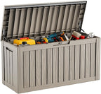 DRATO 80 Gallon Large Deck Box, Outdoor Storage Box for Patio Furniture, Patio Cushions, Gardening Tools, Pool Supplies 480lbs Weight Capacity,Waterproof Resin Storage Boxes（Gray，80 Gallon） by DRATOprovidesawarmandcozy