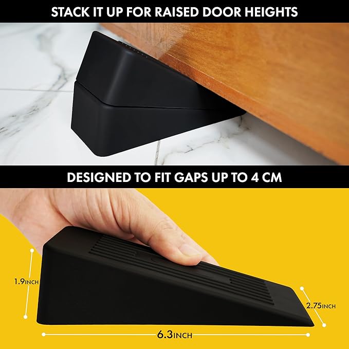 Large Door Stoppers for Bottom of Door, 1.9” Anti-Skid Rubber Door Stop Wedge - Image 3