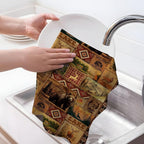 Vintage Rustic Kitchen Towel Set of 4, Lodge Bear Mountain Dish Towels - Image 3