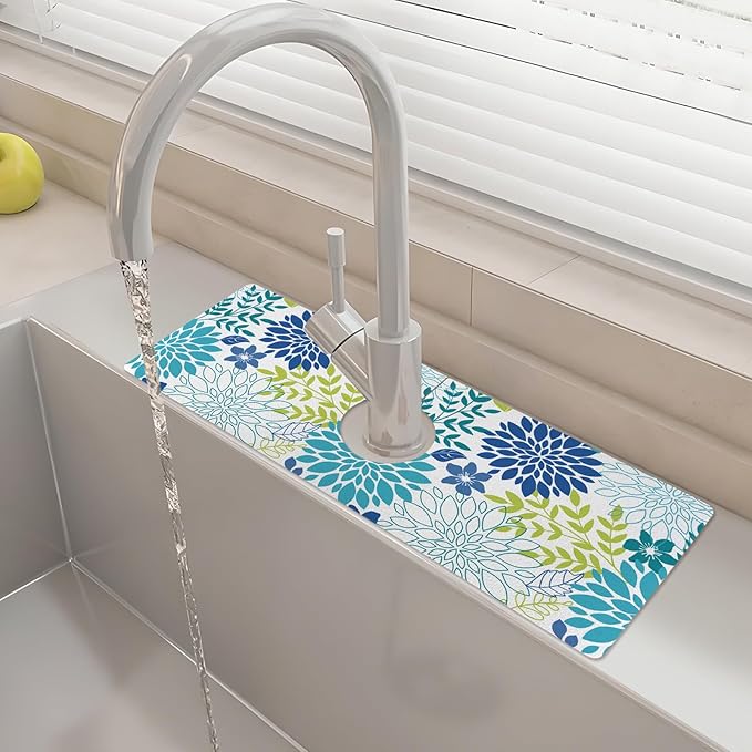 15" X 5.5" Kitchen Sink Splash Guard Faucet Mat Floral Super Absorbent Fast by Unknown