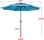 Yaheetech 3-Tier Patio Parasol 10ft Vented Outdoor Canopy Sun Shade Large Market Table Umbrella Double-layer Cloth & Push-button Tilting for Yard/Garden/Park Sky Blue - Image 8