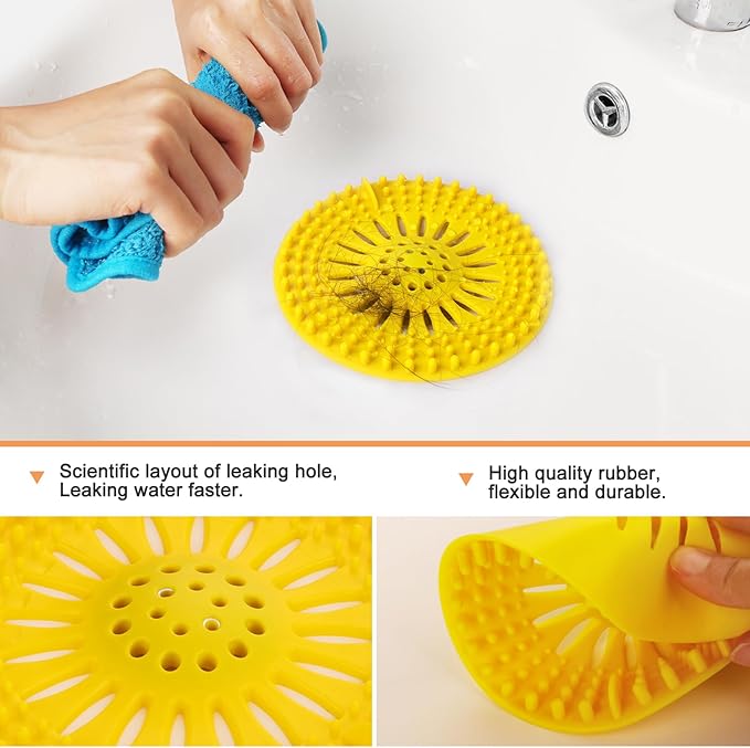 Drain Hair Catcher Durable Silicone Hair Stopper Shower Drain Covers - Image 6