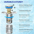 Upgraded Bathroom Sink Drain Strainer, Universal Stainless Steel Sink Stopper - Image 5