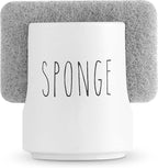 Ceramic Sponge Holder for Kitchen Sink – White Sink Caddy Organizer – Farmhouse by UltimateHostess