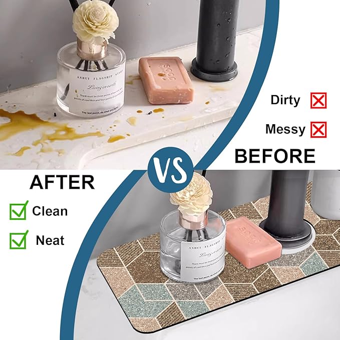 Geometry Blocks Sink Splash Guard Glitter Geometry Faucet Absorbing Mat Fast - Image 6