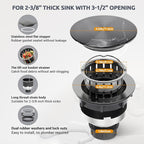 BOTEMY Stainless Steel Black Sink Drain Strainer 3-1/2'' Kitchen Sink Drain - Image 6