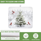 Winter Forest Dish Drying Mat for Kitchen Counter Silvery White Pine Trees Snow - Image 5