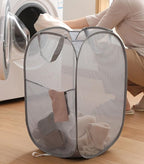 2 Pack Mesh Laundry Basket, Foldable Popup Laundry Hamper - Image 2