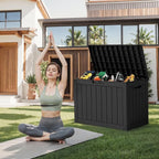DRATO 45 Gallon Deck Box, Outdoor Storage Box for Patio Furniture, Patio Cushions, Gardening Tools, Pool Supplies 480lbs Weight Capacity,Waterproof Resin Storage Boxes（Black，45 Gallon） - Image 6