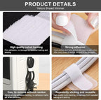 50-Pack Reusable Self-Adhesive Cable Ties Cable Management Adjustable Hook & - Image 7