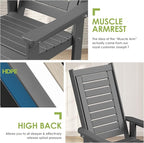 GREENVINES Outdoor Rocking Chairs | Set of 2 | Porch Rocker | HDPE Plastic | Grey | Oversized Rockers | High Back | Big & Tall | Ladder Back | for Patio Outside Backyard Balcony Garden - Image 7