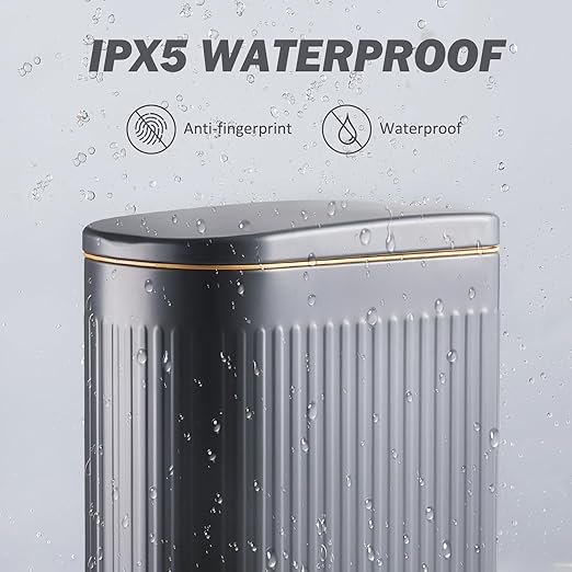 Slim Bathroom Trash Can with Soft Close Lid Stainless Steel Garbage Can Step - Image 5