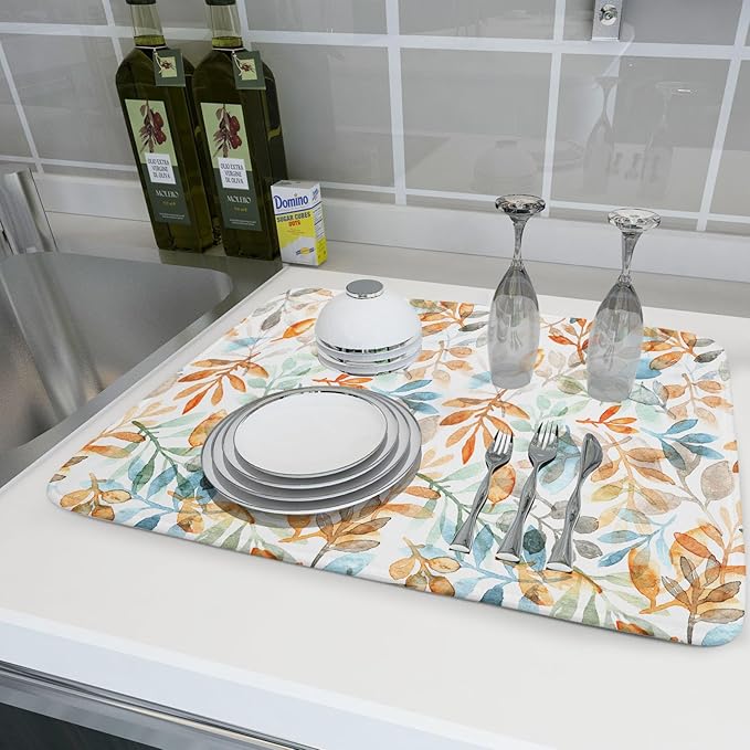 Fall Eucalyptus Leaf Dish Drying Mat 18 x 24 Inch - Image 6