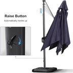 PURPLE LEAF 11.5' X 11.5' Telescopic Patio Umbrella with Base Included Lifting Cantilever Offset Square Large Umbrella for Pool Outdoor Patio Deck Garden Navy - Image 3