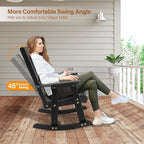 VINGLI Outdoor Rocking Chair Set of 2, Heavy Duty 600 LBS Wooden Rocking Chair with Comfortable Backrest, Weatherproof Rocker with Ergonomic Design, Suit for Patio, Garden, Yard, Black - Image 4