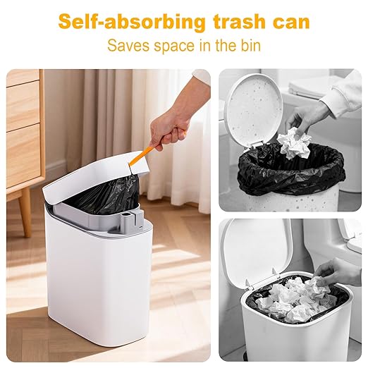 MOPUP Bathroom Trash Can, Automatic Bagging Garbage Can, 3.5 Gallon Slim Smart - Image 3