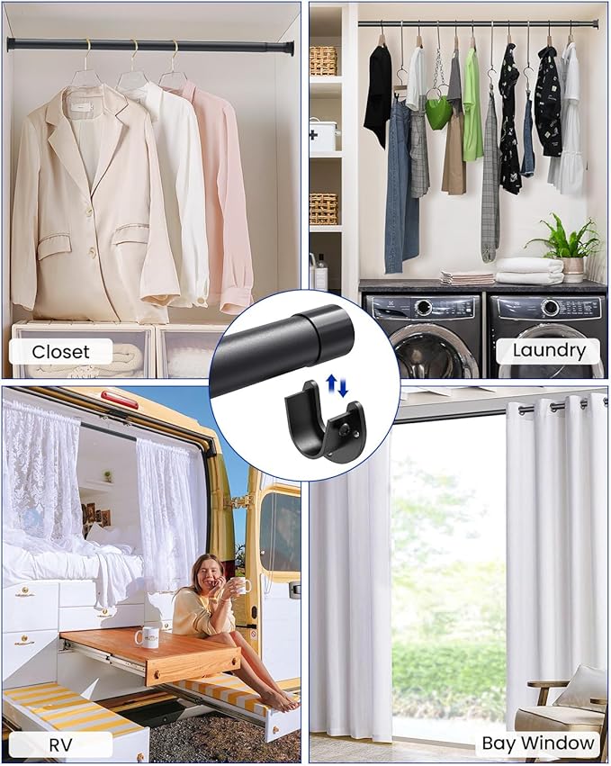 Closet Rods for Hanging Clothes, 17 to 129 Inches Stepless Adjustable Metal - Image 6