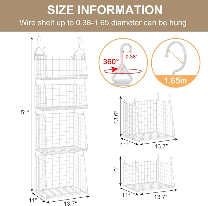 4-Tier Hanging Laundry Room Organizer: Foldable Wire Shelf Basket - Image 7