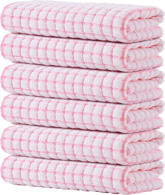 Kitinjoy Cotton 6 Pack Terry Kitchen Towels, 16 x 25 Inches Super Soft and by Kitinjoy