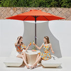 JEAREY 7.5FT Patio Umbrella Market Table Umbrella with 6 Sturdy Ribs, Push Button Tilt/Crank Outdoor Umbrella for Garden, Deck, Backyard, Pool and Beach,Orange - Image 2