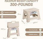 Delxo Folding Step Stool,9 Inch Lightweight Plastic Stepstool,Portable Collapsible Foldable Step Stool Non Slip Folding Stools for Kitchen Bathroom Bedroom in Khaki,1 Pack - Image 4