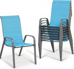 MAMIZO Patio Dining Chairs, Stackable All Weather Teslin Chair, Heavy Duty Outdoor Breathable Chairs Set, w/Armrests, Upgraded Chair FeetW/Strenthened Iron Spacers, 330 LBS (8, Turquoise Blue) by MAMIZO