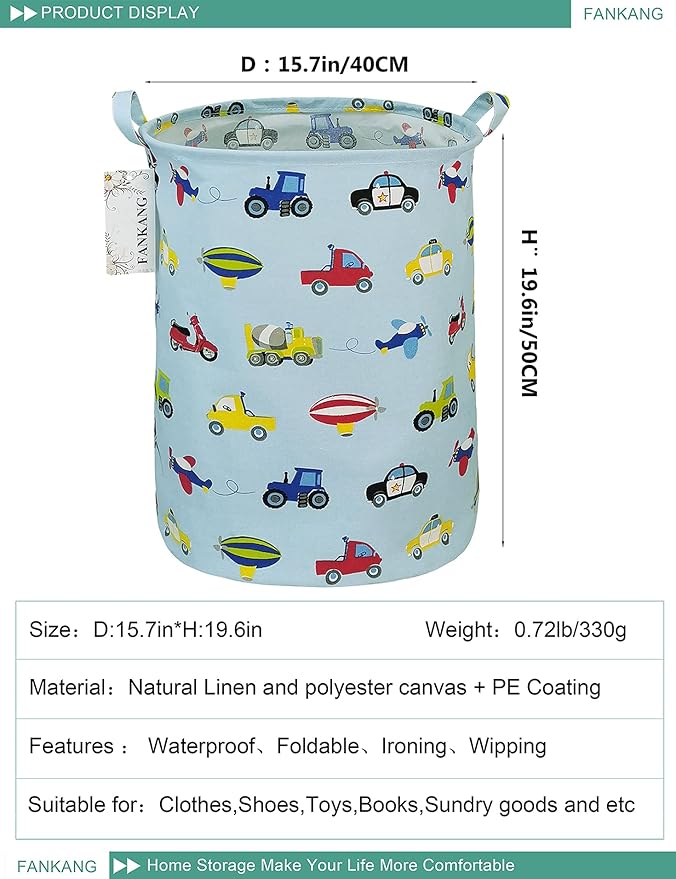 FANKANG Storage Basket, Nursery Hamper Canvas Laundry Basket Foldable - Image 2