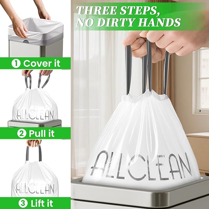 Trash Bags 13 Gallon Tall Kitchen Drawstring Garbage Bags, Fit 13 Gal Bins - Image 3
