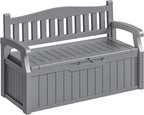 Homall 75 Gallon Outdoor Storage Benches Lockable Deck Box with Waterproof and UV Resistant, Waterproof Storage Box for Patio Furniture, Tools, Cushions (Grey) by Homall