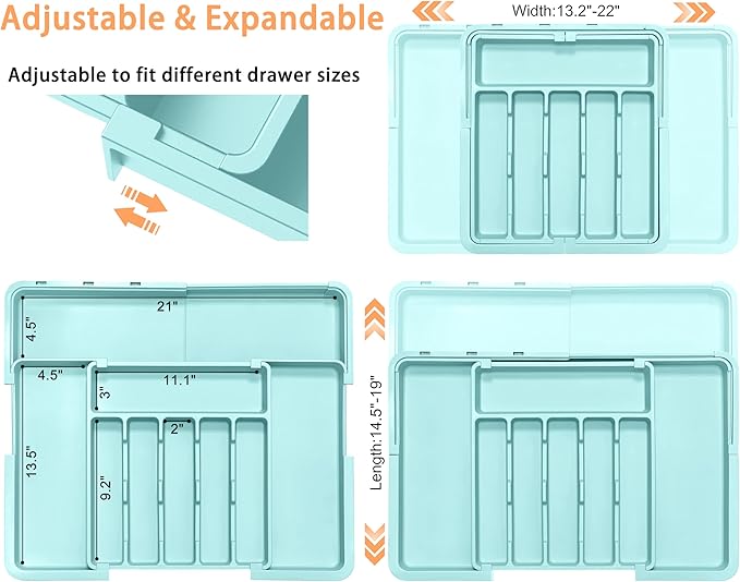 Silverware Organizer Expandable Kitchen Utensil Drawer Organizer Large BPA Free - Image 2