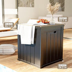 ROJIK Outdoor Storage Housing Deck Box - Waterproof Patio Furniture, Garden Tools, Cushions, Pool Accessories Storage Bench with Lockable Lid and Side Handles (Black, 50 Gal) - Image 2